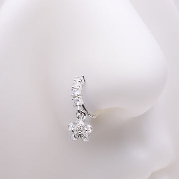 Detail View 1 of Grand Daisy Flower Sparkle Multi-Gem Lined Bendable Hoop Ring-Clear Gem